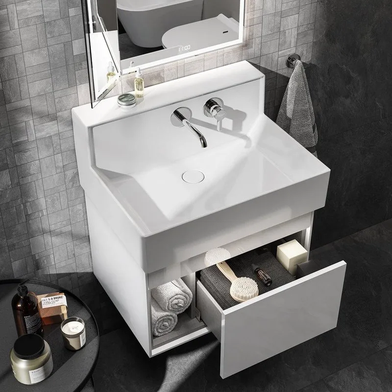 Мебельная раковина KERAMA MARAZZI Logica M 65, cо встроенным смесителем, С ВНУТРЕННЕЙ ЧАСТЬЮ Sancos — официальный сайт