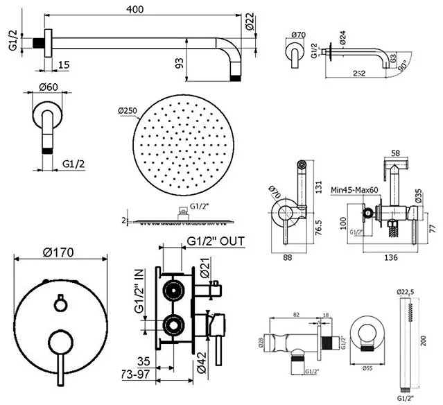 Комплект для ванной Plumberia Selection Ixo KITZXO19CR260 С ВНУТРЕННЕЙ ЧАСТЬЮ, хром Sancos — официальный сайт