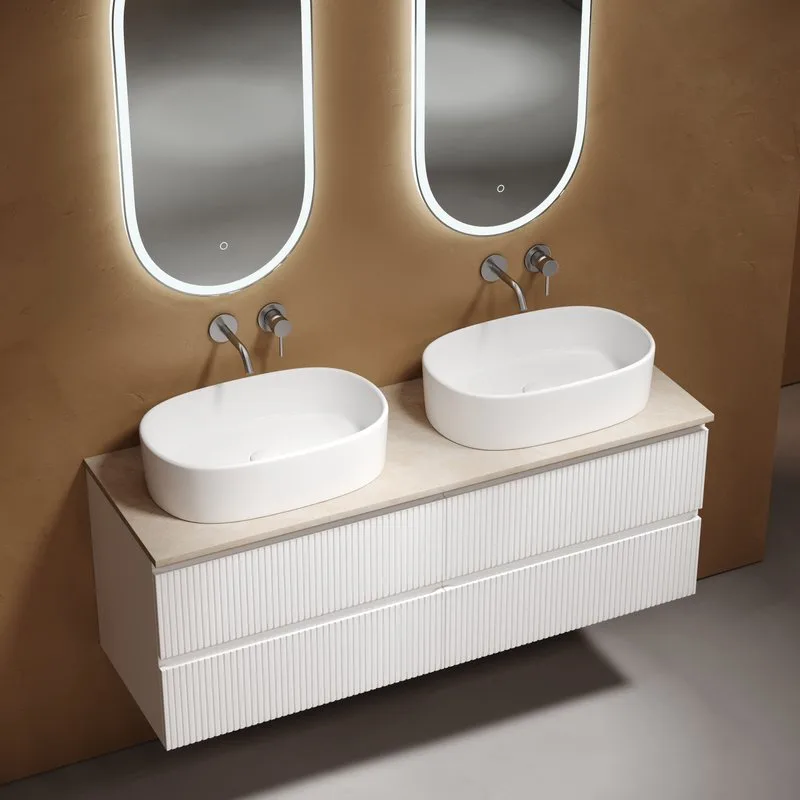 Тумба с раковиной Sancos Snob T 140 bianco, столешница бежевая TT140A2, раковина CN6075 Sancos — официальный сайт