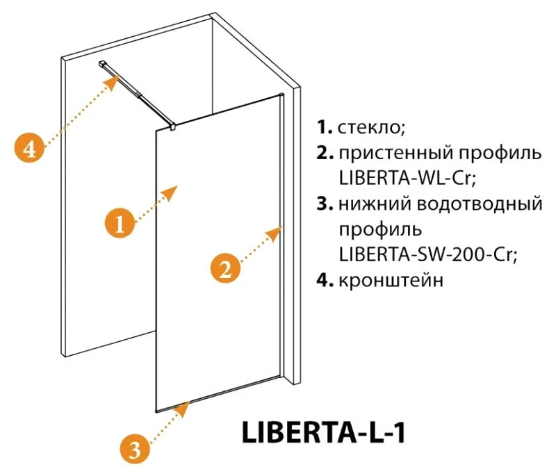 Душевая перегородка Cezares Liberta -L-1-100-120-C-NERO профиль черный, стекло прозрачное Sancos — официальный сайт