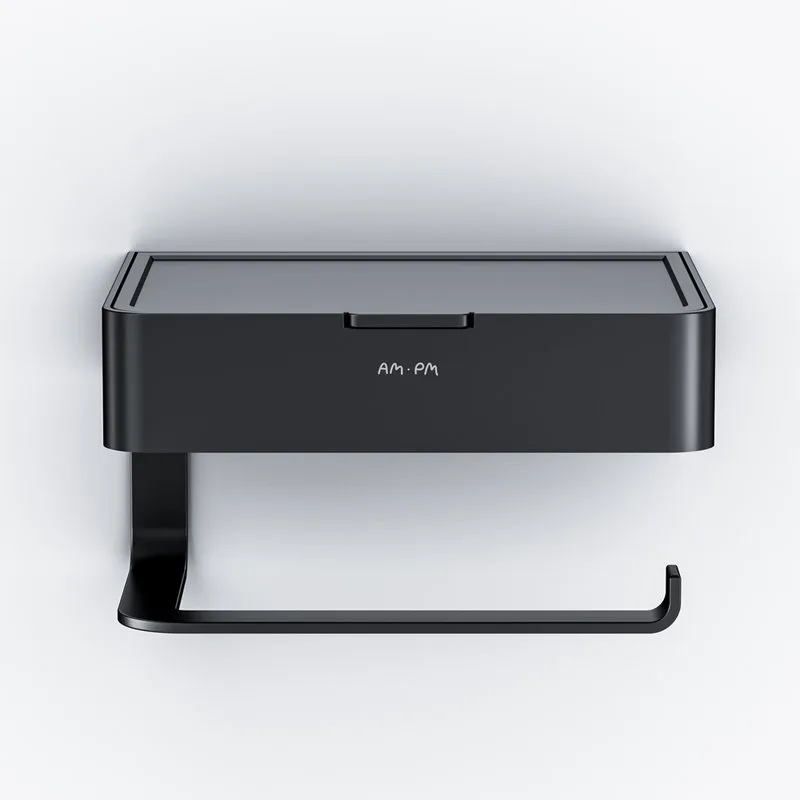 Держатель туалетной бумаги AM.PM Inspire 2.0 AA50A341522 с полкой для телефона и контейнером, черный Sancos — официальный сайт