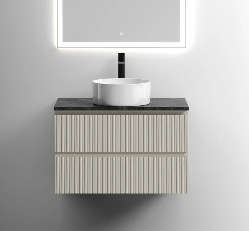 Тумба с раковиной Sancos Snob T 80 см, beige soft, столешница черный мрамор, раковина CN6032 Sancos — официальный сайт