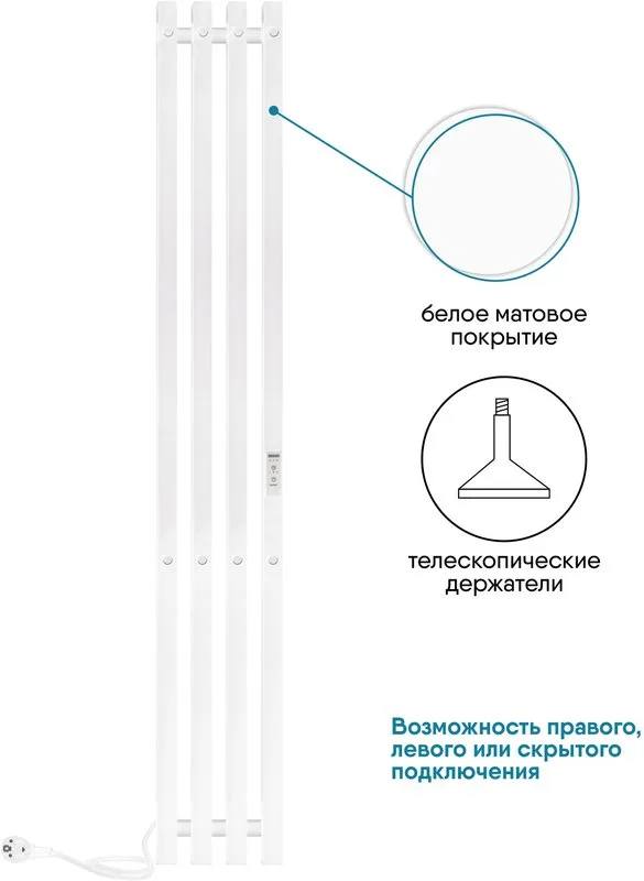Полотенцесушитель электрический Indigo Style 4 PRO LSPRE120-18WMRt 120х18, белый матовый Sancos — официальный сайт