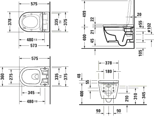 Чаша для унитаза подвесного Duravit ME by Starck 2529090000 Sancos — официальный сайт