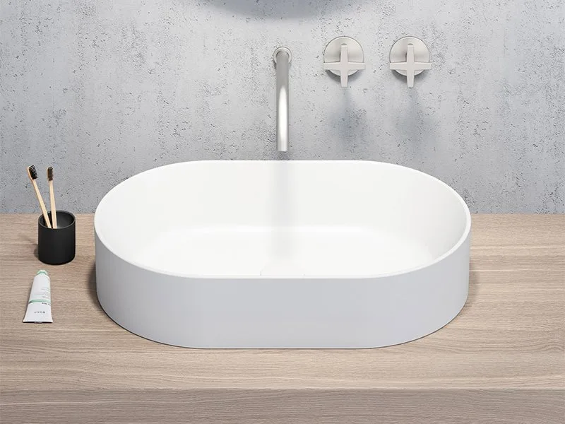 Накладная раковина GSI Kube X 60x37, овальная, белая матовая Sancos — официальный сайт