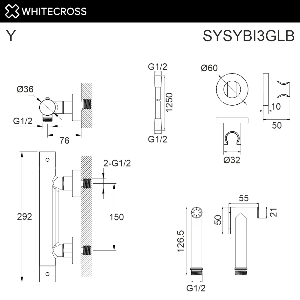 Гигиенический душ WHITECROSS Y SYSYBI3GLB, брашированное золото Sancos — официальный сайт