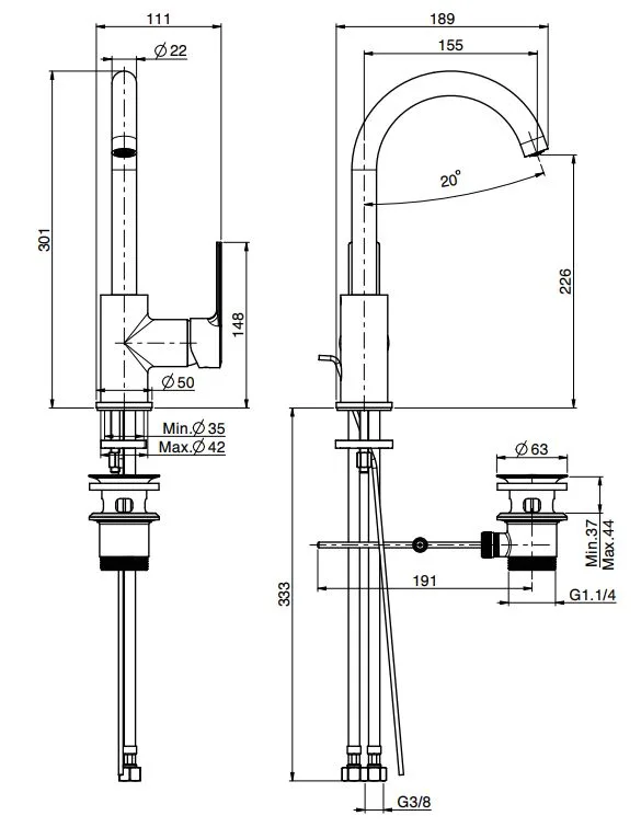 Смеситель для раковины Fima Carlo Frattini Mast F3151CR хром Sancos — официальный сайт