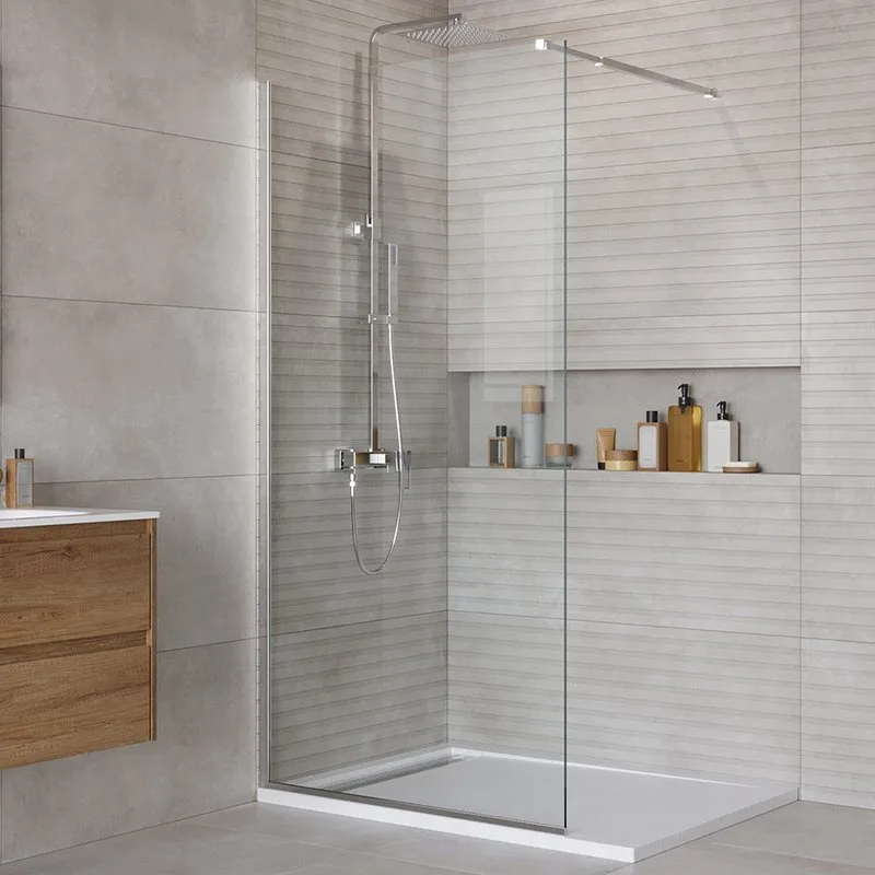 Душевая перегородка BelBagno Kraft 100 см, профиль хром, стекло прозрачное Sancos — официальный сайт