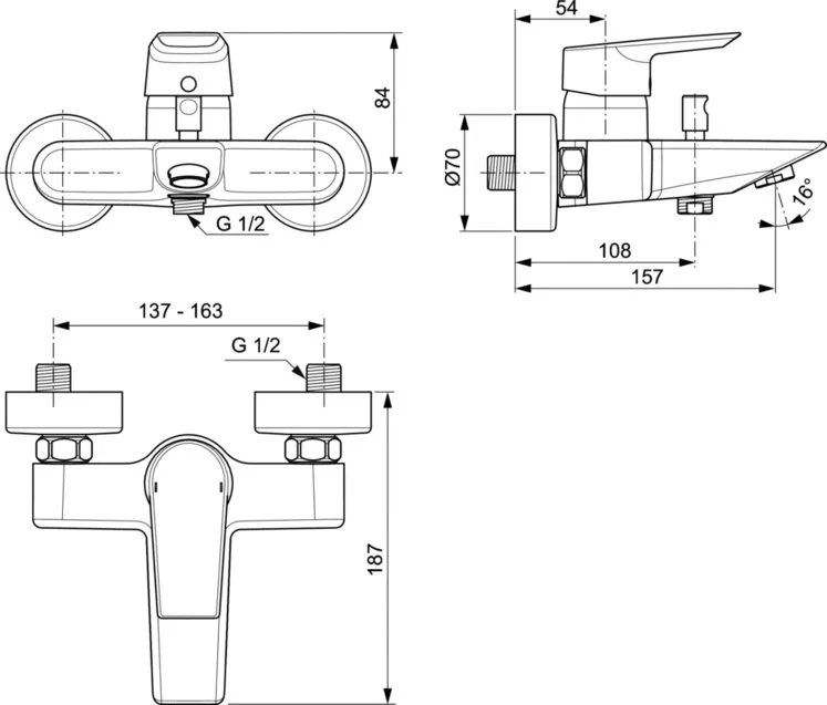 Смеситель для ванны с душем Ideal Standard Tesi A6583AA Sancos — официальный сайт