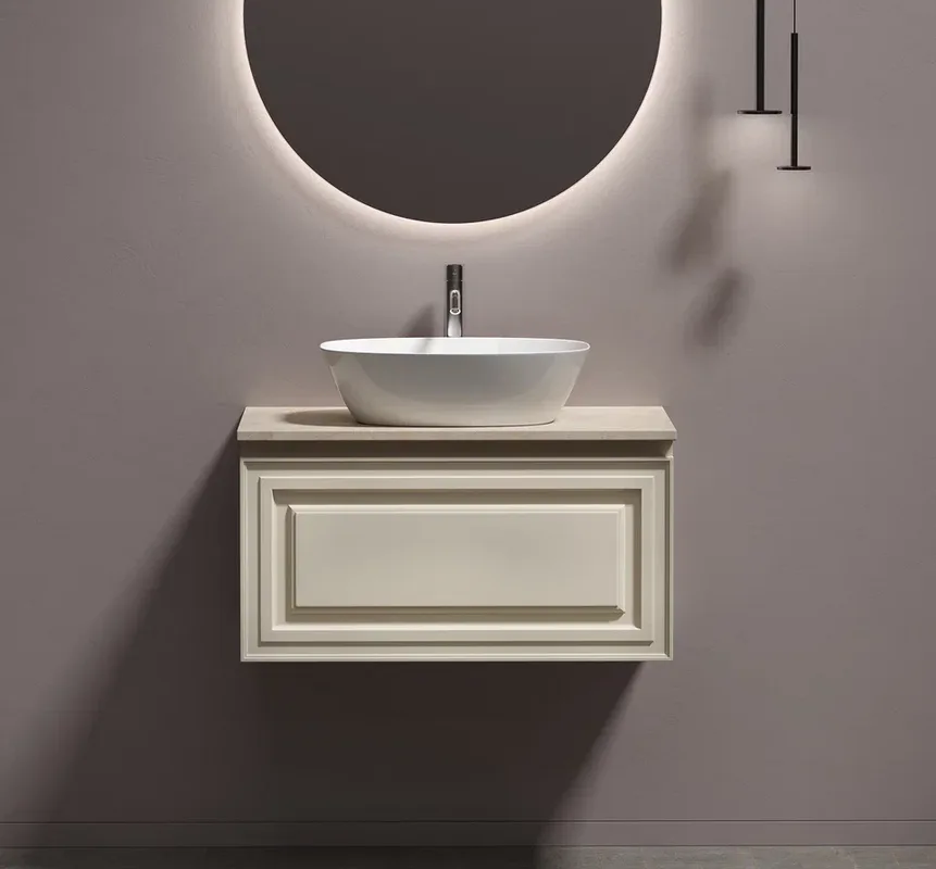 Тумба с раковиной Sancos Very 80 см, beige soft, столешница бежевая, раковина CN5005 Sancos — официальный сайт