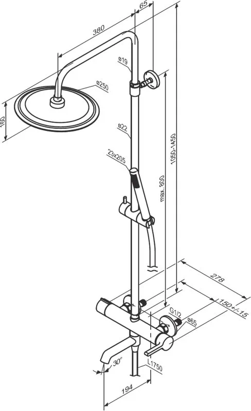 Душевая стойка Damixa Scandinavian Pure 936740300, черный матовый Sancos — официальный сайт