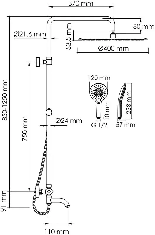 Душевая стойка Wasserkraft Berkel A188.117.101.010.CH Thermo, с термостатом, хром Sancos — официальный сайт