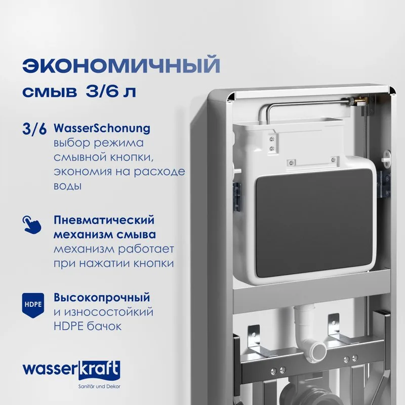 Система инсталляции для унитазов Wasserkraft Naab 86, с пневмокнопкой, черная Sancos — официальный сайт