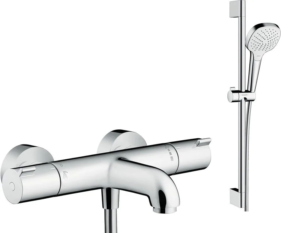 Термостатический смеситель Hansgrohe Ecostat 1001 CL ВМ 13201000, + Душевой гарнитур Hansgrohe Croma Sancos — официальный сайт