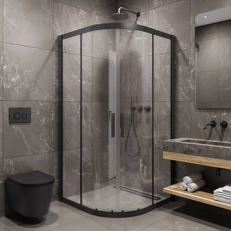 Душевой уголок Timo TPSS-90/03C-8 90x90 см, профиль черный, стекло прозрачное Sancos — официальный сайт