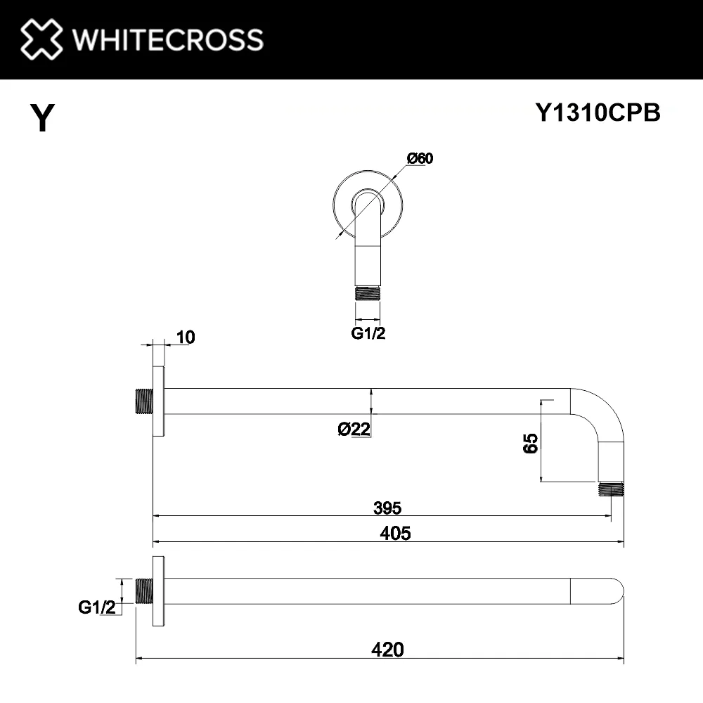 Кронштейн для верхнего душа WHITECROSS Y Y1310CPB брашированная медь Sancos — официальный сайт
