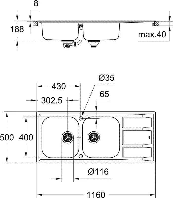 Мойка кухонная Grohe K400 31587SD0 Sancos — официальный сайт