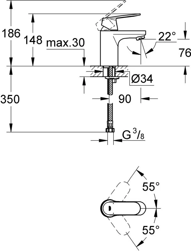 Смеситель для раковины Grohe Eurosmart Cosmopolitan 32824000 Sancos — официальный сайт