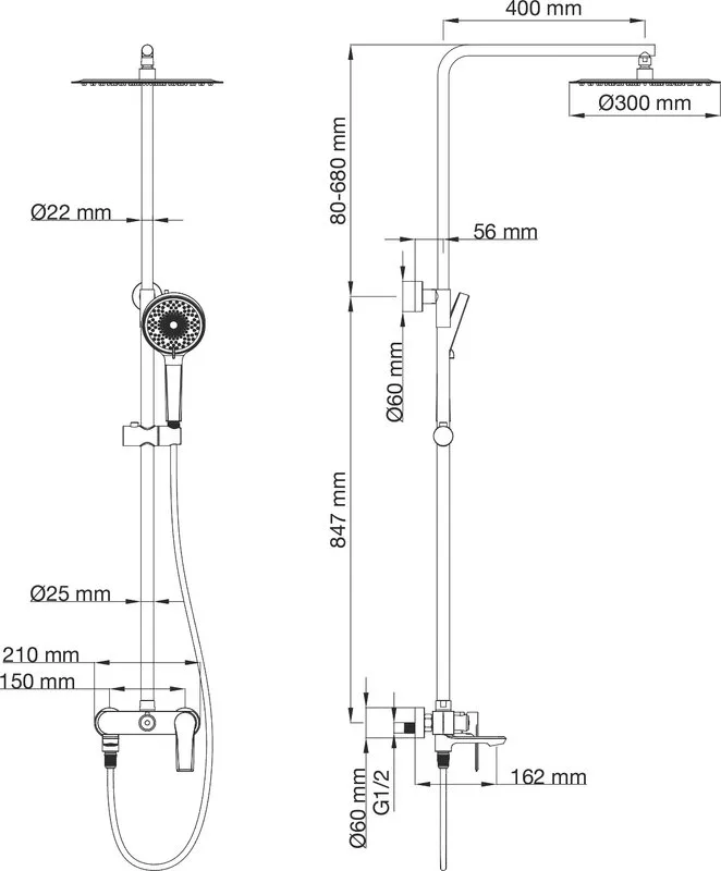 Душевая стойка Wonzon & Woghand BRILLIANT WW-88047079-CR, хром Sancos — официальный сайт