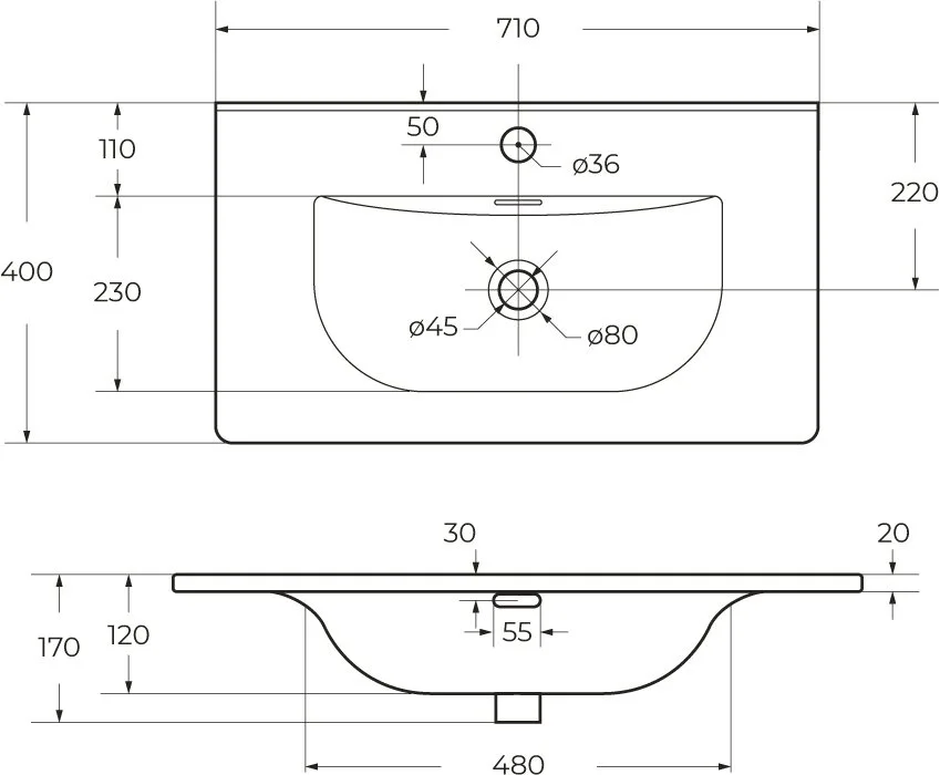 Мебельная раковина BelBagno BB-8099-3-70 глянцевая белая Sancos — официальный сайт