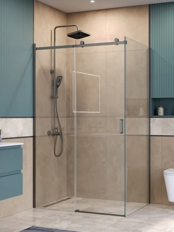Душевой уголок BelBagno Soft Close-2 AH-1-130/80-C-GM профиль оружейная сталь Sancos — официальный сайт