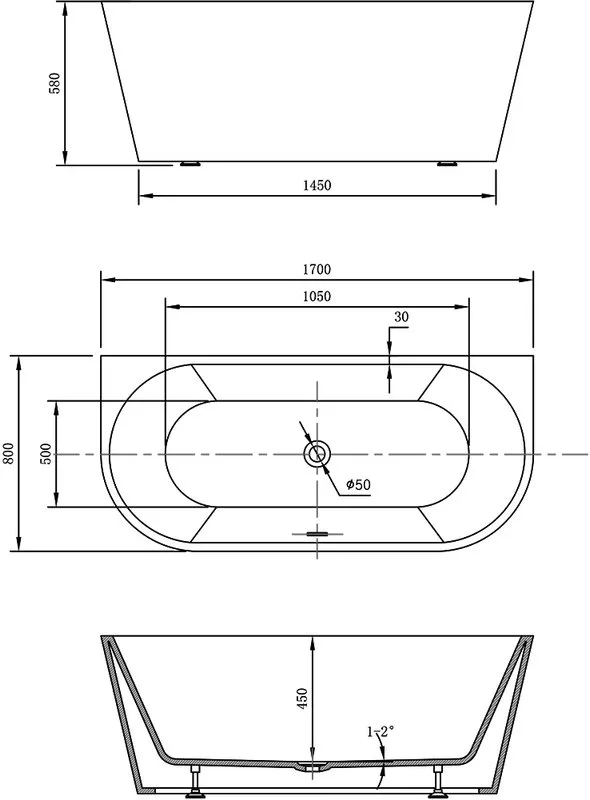 Акриловая ванна Vincea VBT-421-1700MW 170x80 см, пристенная, белая матовая, овальная, с каркасом, со Sancos — официальный сайт