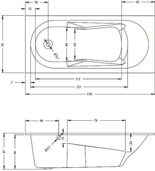 Акриловая ванна Riho Bathtubs Lazy B080001005 L без опоры 170x75 см, левая, пристенная, eurowhite Sancos — официальный сайт