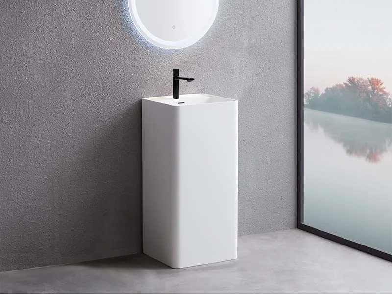 Раковина Uni-Flow Kube FS501-425 Gloss White слив в стену Sancos — официальный сайт