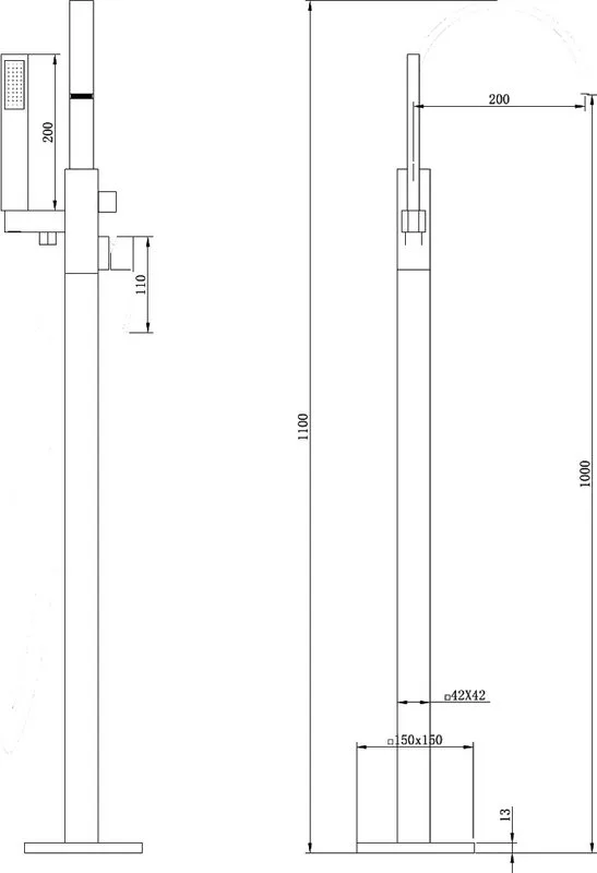 Напольный смеситель для ванны с душем Abber Wasserfall AF8615B, С ВНУТРЕННЕЙ ЧАСТЬЮ, черный Sancos — официальный сайт