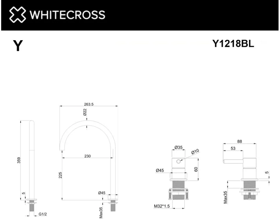 Смеситель для раковины WHITECROSS Y Y1218BL черный матовый Sancos — официальный сайт