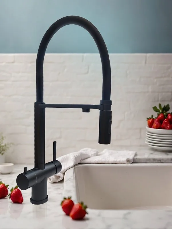 Смеситель для кухни AltroBagno Flusso 050204 NeOp с гибким изливом, матовый черный Sancos — официальный сайт