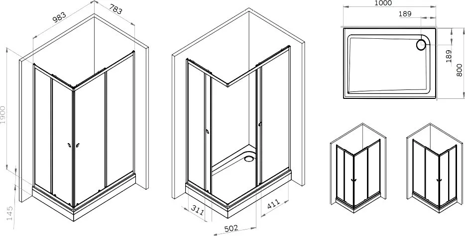 Душевой уголок AM.PM Sunny W87G-403-10080-BT 100x80 см, черный матовый Sancos — официальный сайт