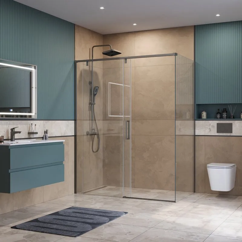 Душевой уголок BelBagno Soft Close-1 AH-1-160/90-C-GM профиль оружейная сталь Sancos — официальный сайт