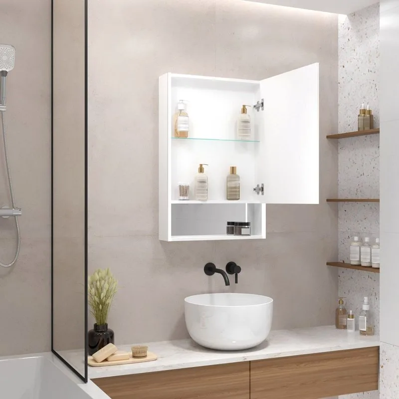 Зеркало-шкаф Art&Max Foggia White 50х80 R белое, с подсветкой Sancos — официальный сайт