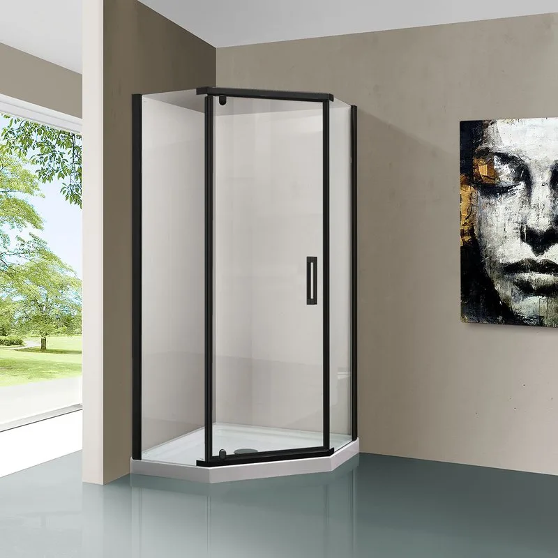 Душевой уголок Vincea Stresa VSP-1S100CLB 100x100, профиль чёрный, стекло прозрачное Sancos — официальный сайт