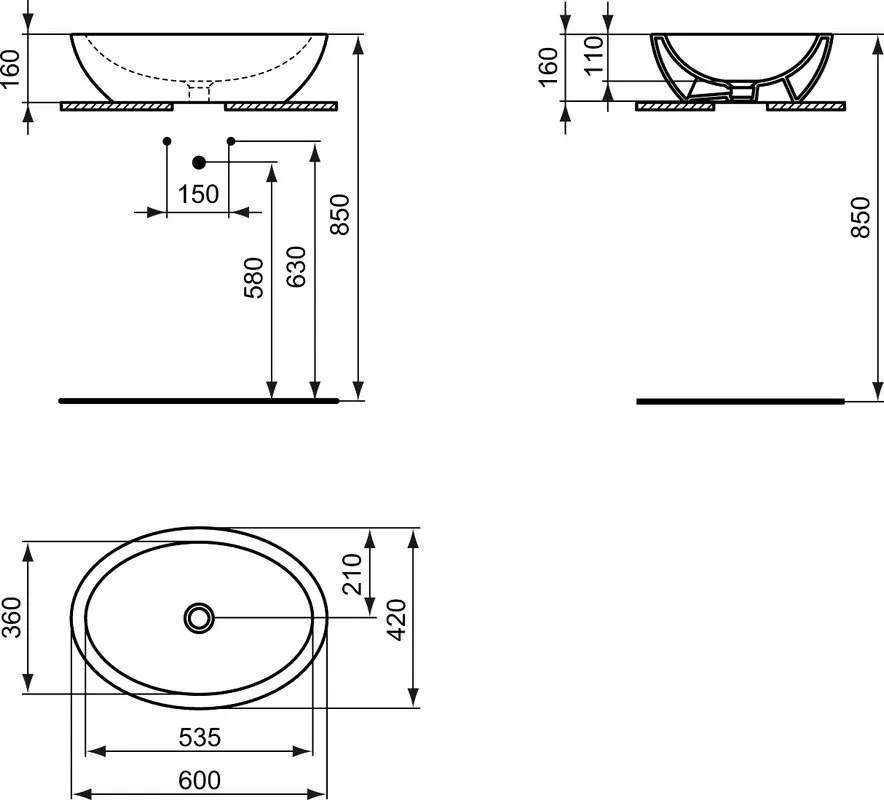 Накладная раковина Ideal Standard Strada K078401 60 см Sancos — официальный сайт