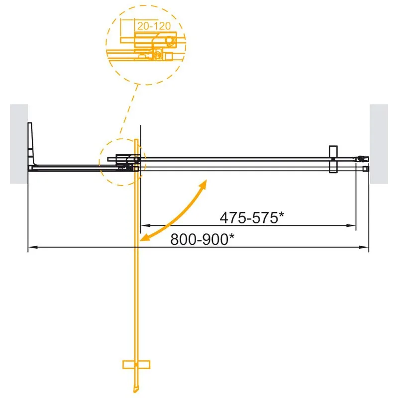 Душевая дверь в нишу Cezares Slider SLIDER-B-1-80/90-GRIGIO-BORO 90 см, профиль брашированное золото Sancos — официальный сайт