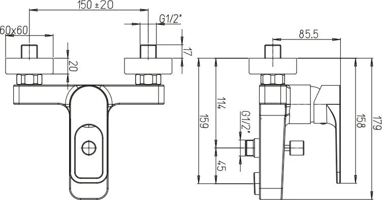 Смеситель для ванны с душем Paini Flat KKCR1112SLMKM Sancos — официальный сайт