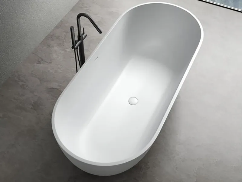 Ванна из искусственного камня Uni-Flo Oval 175x76 см, отдельностоящая белая глянцевая Sancos — официальный сайт