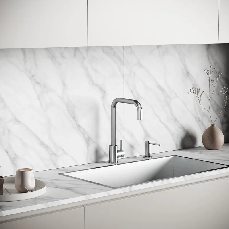Смеситель для кухни Sancos Stainless, с поворотным Г изливом, нержавеющая сталь, SC12002SS Sancos — официальный сайт