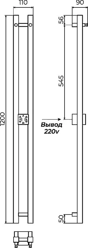 Полотенцесушитель электрический Terminus Duo 1200, нержавеющая сталь Sancos — официальный сайт