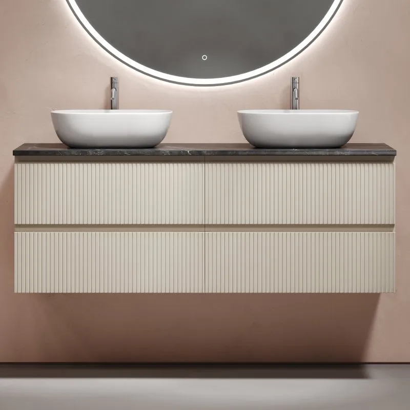 Тумба с раковиной Sancos Snob T 140 beige soft, столешница черный мрамор TT140A1X, раковина CN6009 Sancos — официальный сайт