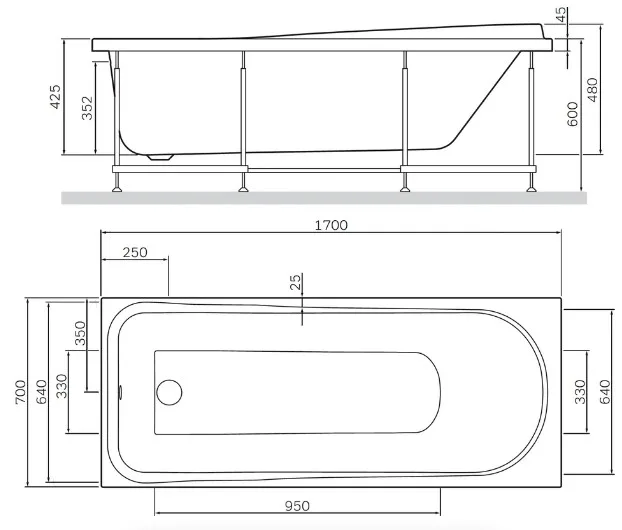 Акриловая ванна AM.PM Like W80A-170-070W-A без опоры 170x70 см, пристенная, белая Sancos — официальный сайт