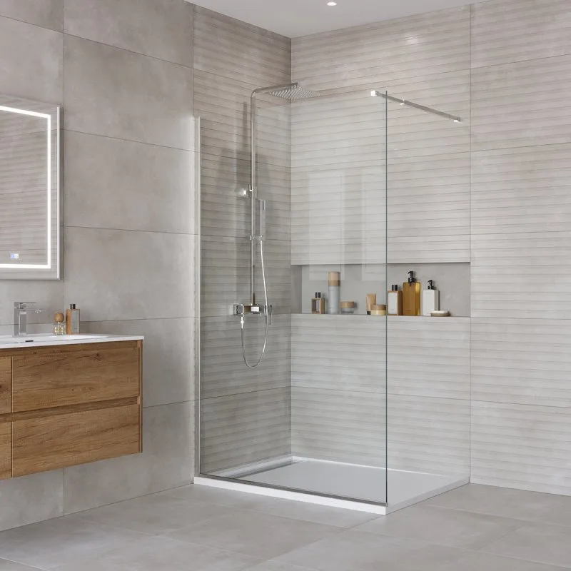 Душевая перегородка BelBagno Kraft 110 см, профиль хром, стекло прозрачное Sancos — официальный сайт