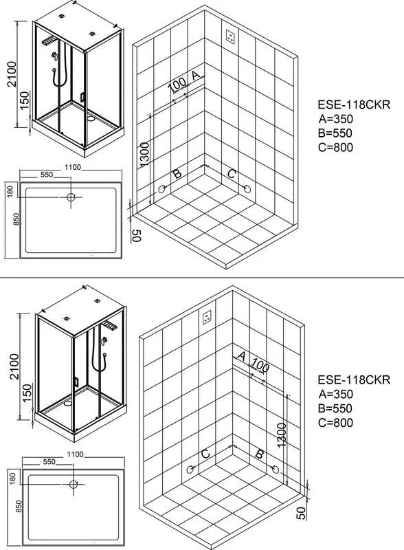 Душевая кабина Esbano Econom ESKE118CKR Sancos — официальный сайт