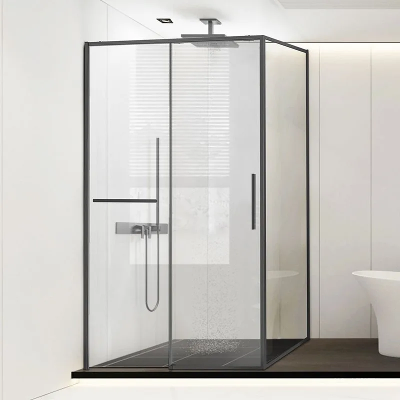 Душевой уголок Vincea Slim Soft VSR-1SS1012CLGM 120х100, профиль вороненая сталь, стекло прозрачное Sancos — официальный сайт