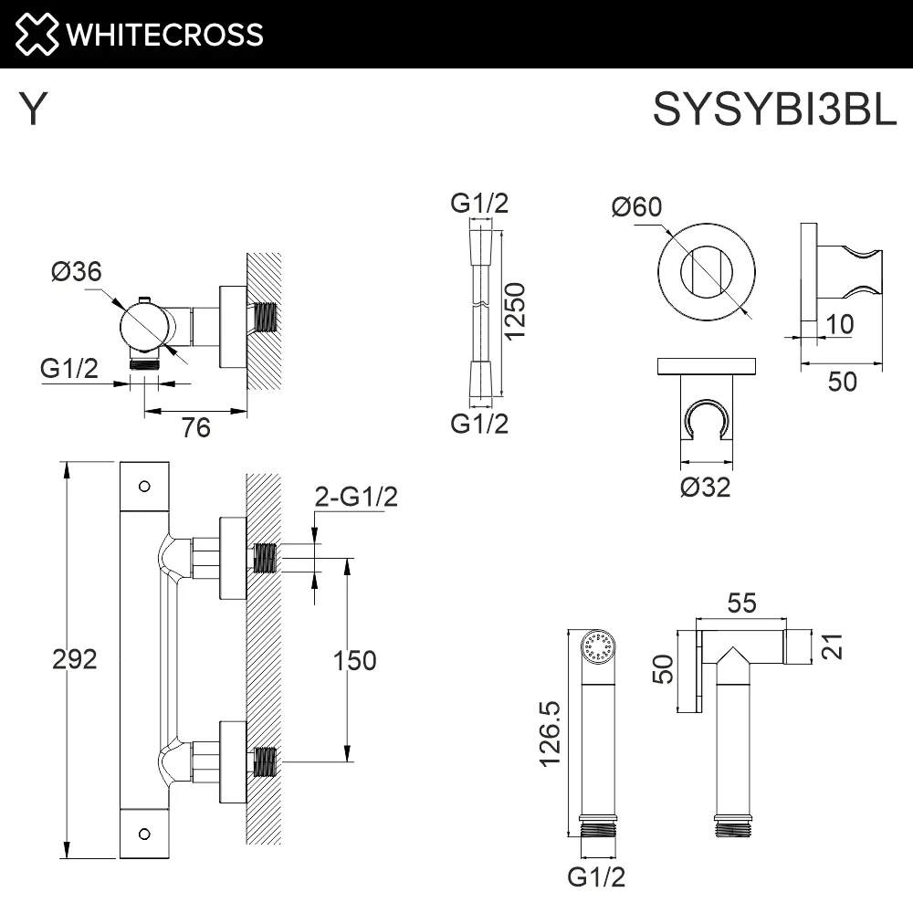 Гигиенический душ WHITECROSS Y SYSYBI3BL, черный матовый Sancos — официальный сайт