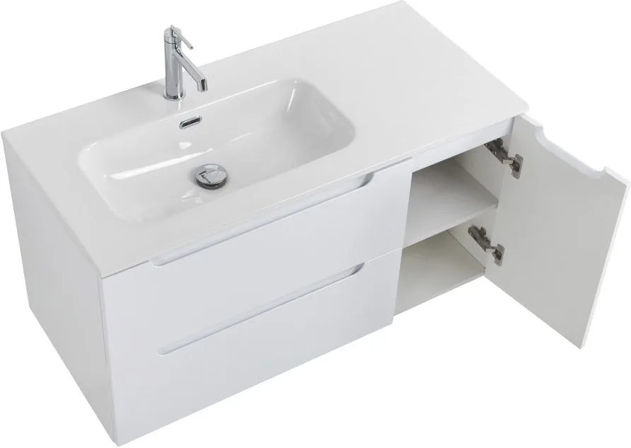 Тумба под раковину без столешницы BelBagno Etna 100 L 2 ящика, дверца, bianco lucido Sancos — официальный сайт