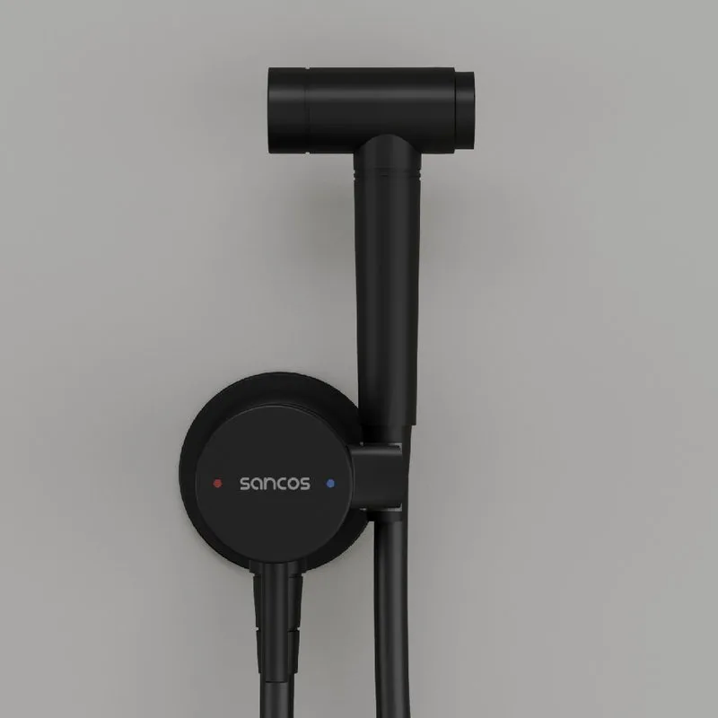 Гигиенический душ Sancos Atom SC2001MB со смесителем, С ВНУТРЕННЕЙ ЧАСТЬЮ, черный матовый Sancos — официальный сайт