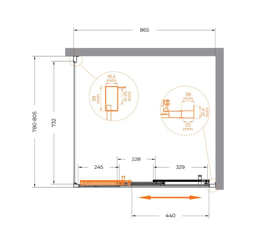 Душевой уголок Cezares Molveno AHF 31 90+80 C CR IV 90х80 см, профиль хром, стекло прозрачное Sancos — официальный сайт
